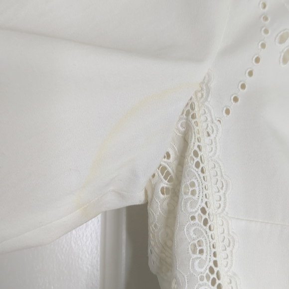 Stella McCartney Lace Eyelet Crew Neck Cotton Shift Mini Dress White 42 US 8 - Picture 10 of 17